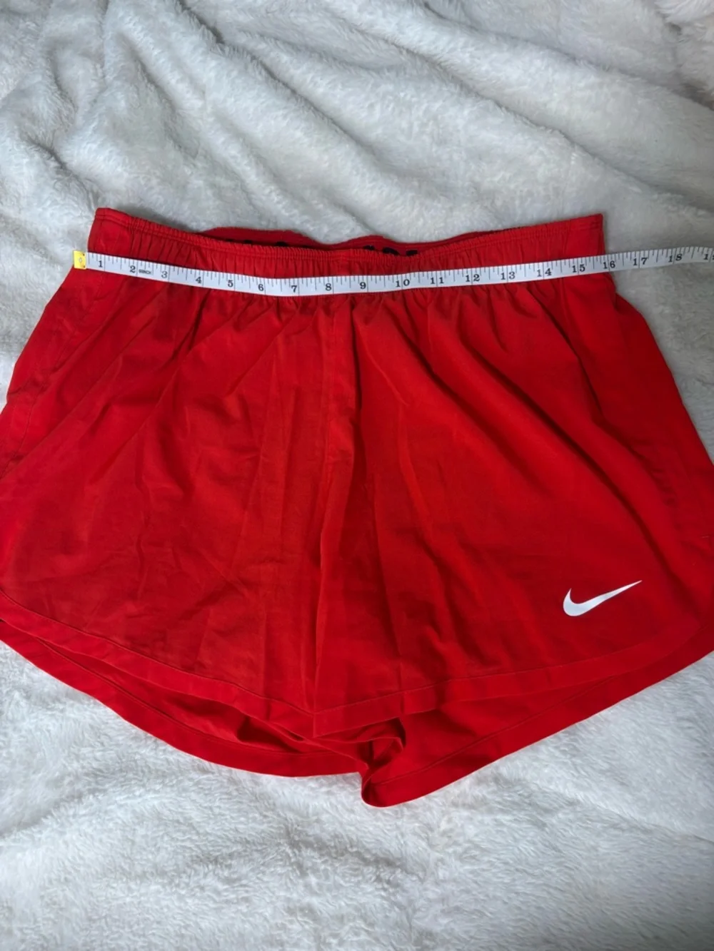 Nike Women's Red Athletic Running Shorts with White Swoosh - Picture 4 of 5